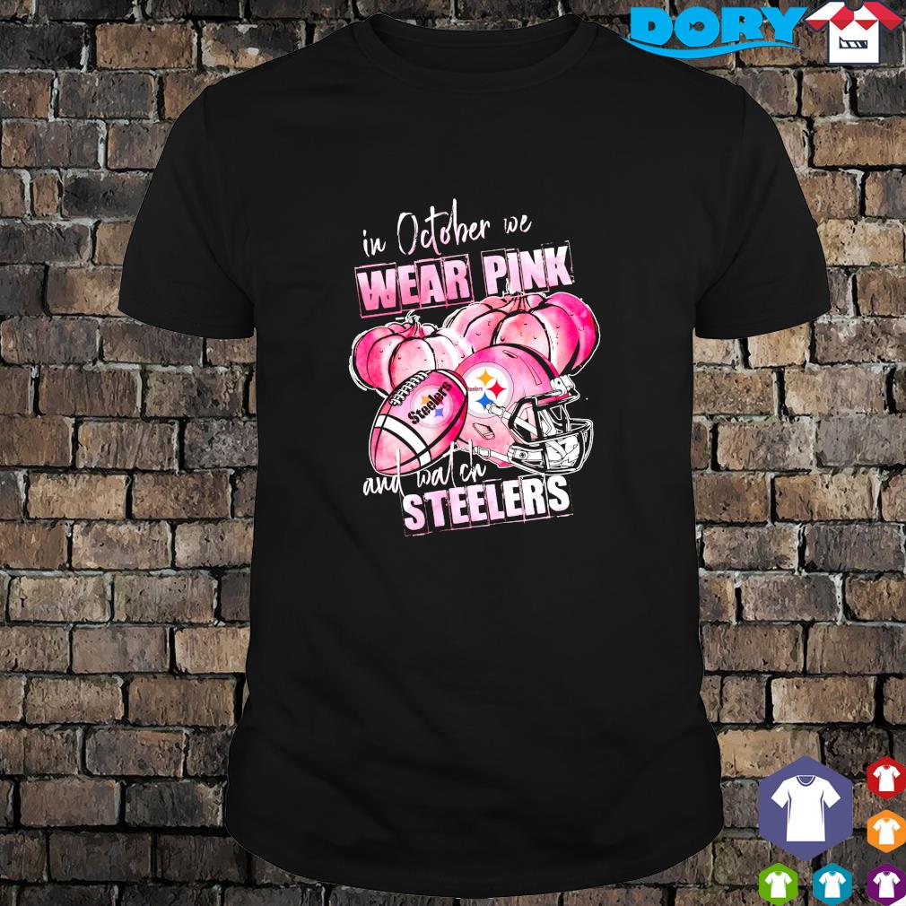 In October We Wear Pink And Watch Steelers Breast Cancer Halloween Shirt,  Tshirt, Hoodie, Sweatshirt, Long