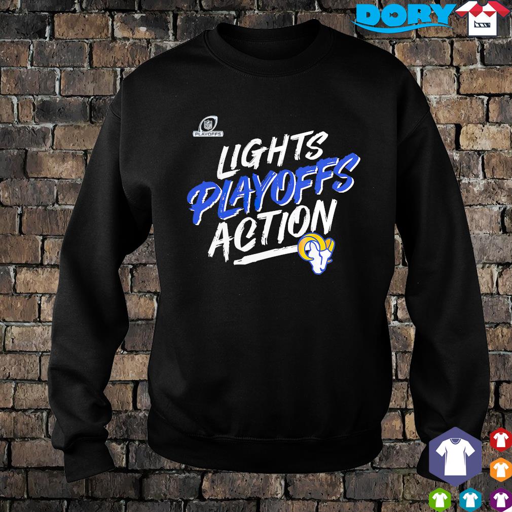 Los Angeles Rams 2021 NFL Playoffs Bound Lights Action T-Shirt