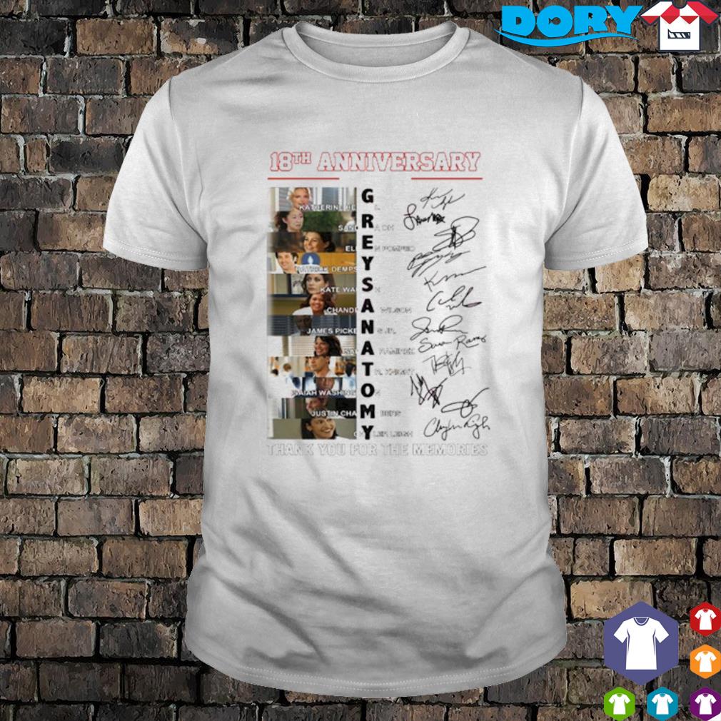 Funny 18th Anniversary 2005 2023 Grey’s Anatomy thank you for the memories signatures shirt
